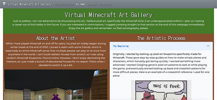 Screenshot of Project Two Panel One