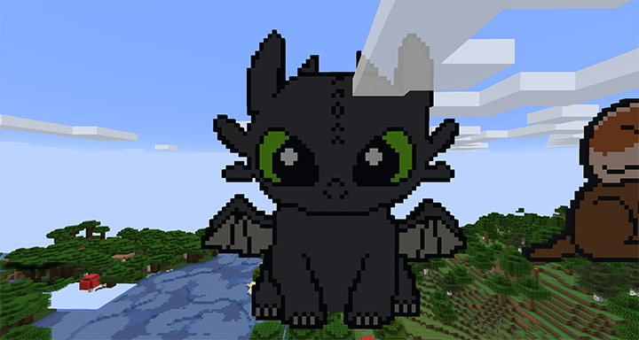 Minecraft pixel art of Toothless the Dragon