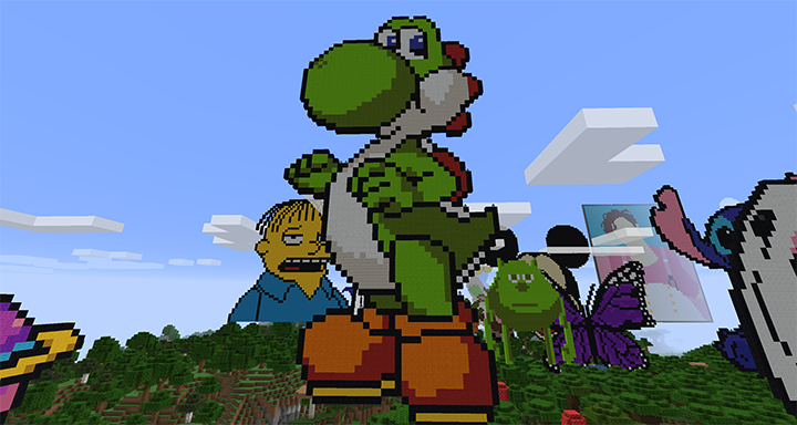 Minecraft pixel art of Yoshi