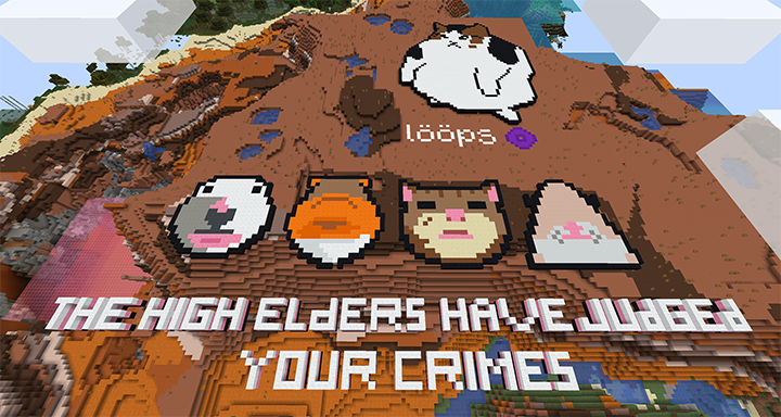 Horizontal pixel art of 'The High Elders' and 'Loops' memes