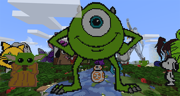 Minecraft pixel art of Mike Wazowkski