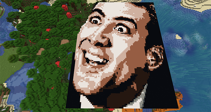 Minecraft pixel art of Nicholas Cage