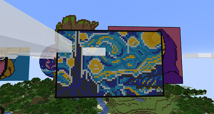 Minecraft pixel art of Starry Night