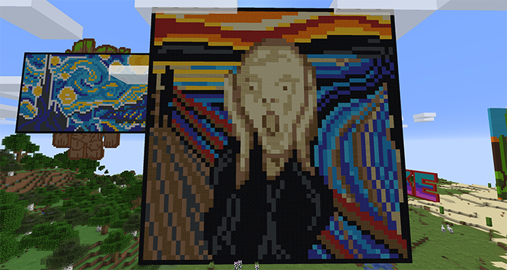 Minecraft pixel art of The Scream painting